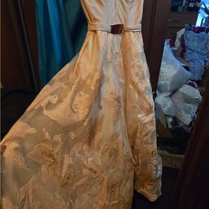 Elegant Floral Gown with Belt